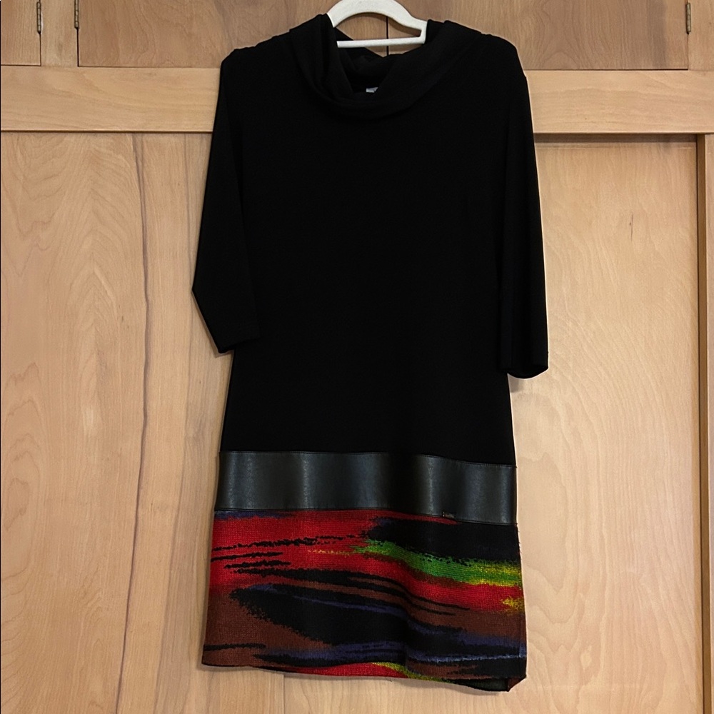 Joseph Ribkoff Black and Red Textured Dress